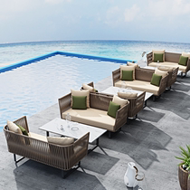 Outdoor Sofa Tea Table Combined Patio Garden Balcony Hotel Open-air Dining Room Casual Rattan and rattan furniture