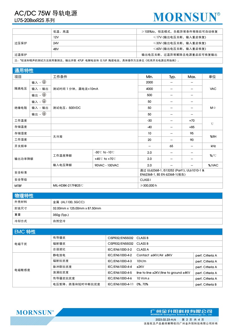 LI75-20B24R2S金升阳AC-DC 76.8W 机壳开关电源24V/3.2A 可以直拍 - 图1