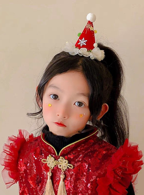圣诞节帽子发夹卡通可爱