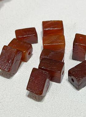 天然老红玛瑙长方块文玩配饰手串搭配DIY吊坠挂饰项链配件