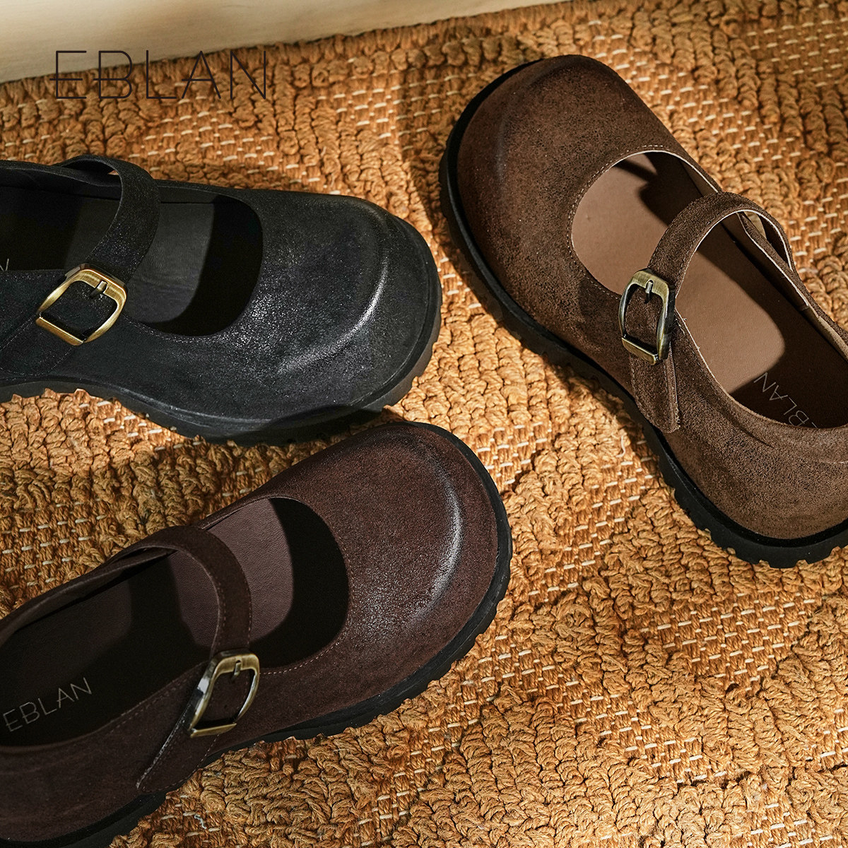 EBLAN/伊伴厚底大头玛丽珍鞋女2025秋季新款小众复古内增高单鞋子,淘宝优惠券,粉丝福利购,淘宝优惠卷