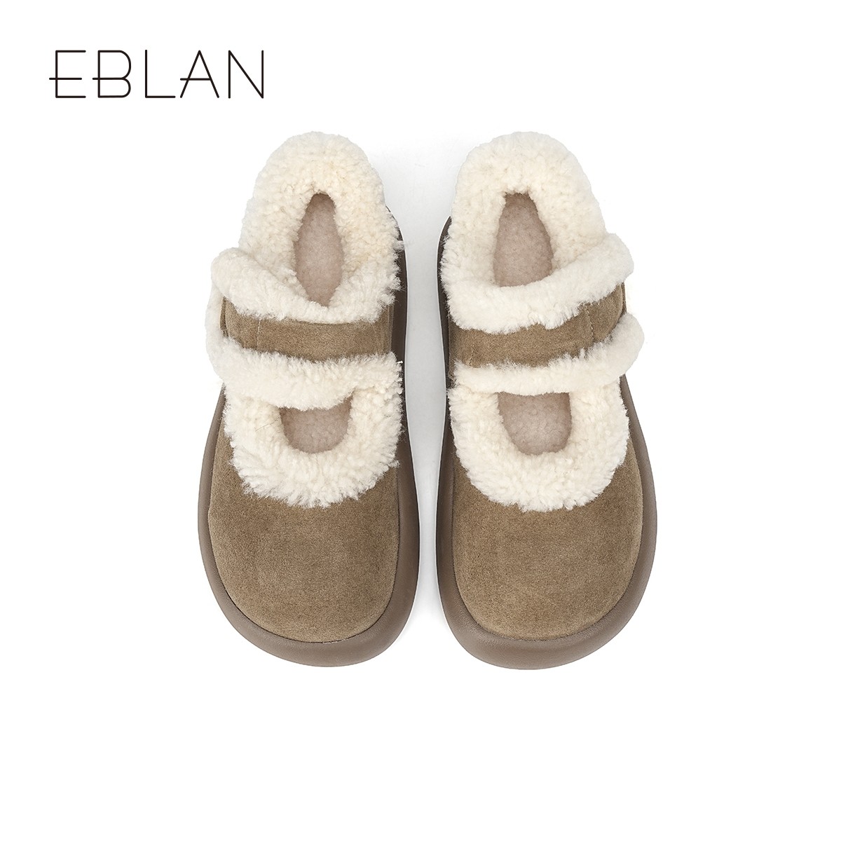 EBLAN/伊伴厚底土豆羊毛毛玛丽珍鞋女2025冬季新款加绒保暖勃肯鞋,淘宝优惠券,粉丝福利购,淘宝优惠卷