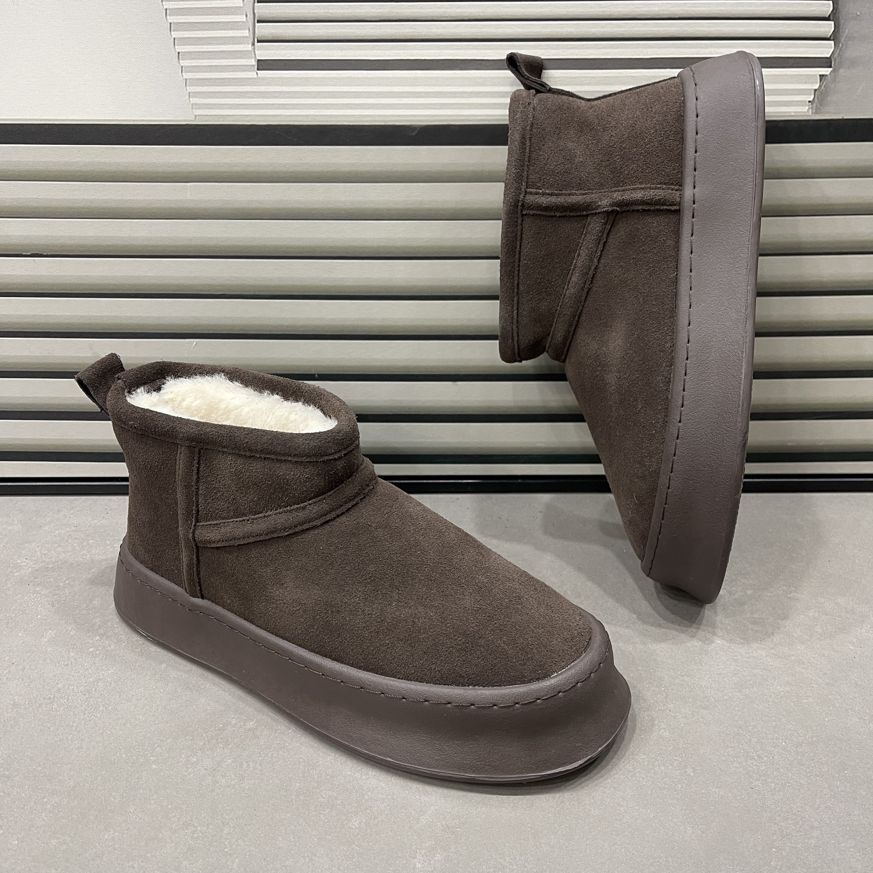 男鞋复古头层牛皮高帮棉鞋2025冬季新款加绒保暖雪地靴一脚蹬短靴,淘宝优惠券,粉丝福利购,淘宝优惠卷