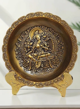 古玩杂项仿古龙凤呈祥盘浮雕镇宅
