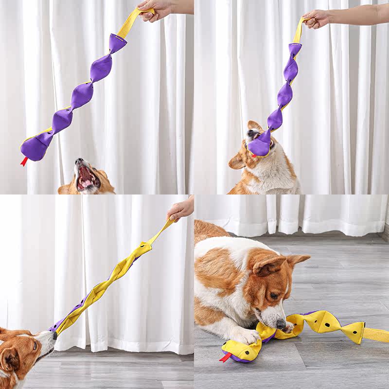 doglemi双色蛇漏食嗅闻玩具弹性面料内置BB叫吸引狗狗注意力,淘宝优惠券,粉丝福利购,淘宝优惠卷