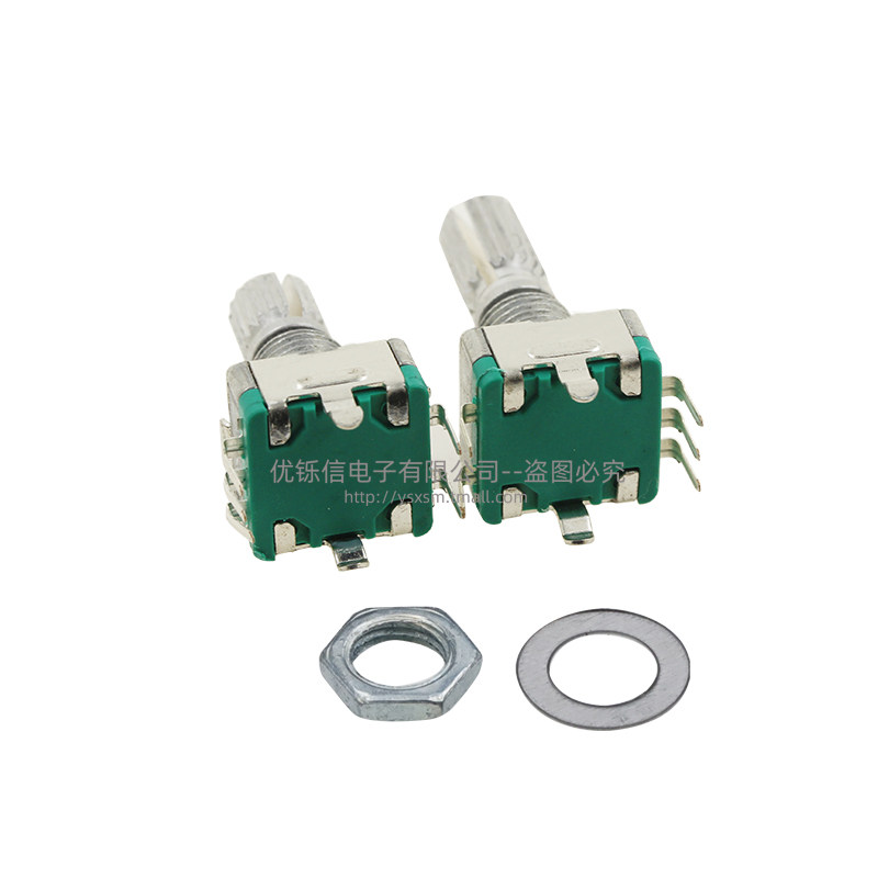 绿底正向EC11旋转编码器/编码开关/数字电位器5脚带开关梅花柄,淘宝优惠券,粉丝福利购,淘宝优惠卷