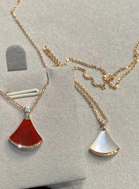 名媛贝母扇子裙子项链满钻银色锁骨链质感轻奢简约气质简约颈链潮