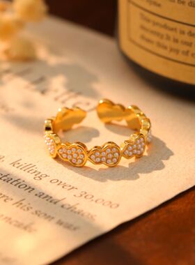 新中式葫芦珍珠开口戒指可调节小众设计感冷淡风复古个性食指戒潮