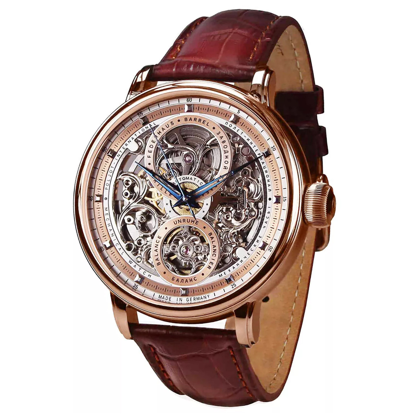 进口款德国腕表男商务奢华镂空玻璃透底自动机械杰透底镀金限量 - 图3