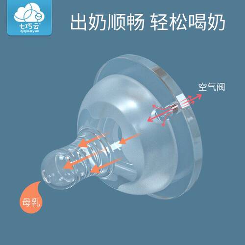 七巧云原装奶嘴SML十字孔优恩通用硅胶奶嘴0-3岁5厘米宽口径通用 - 图0