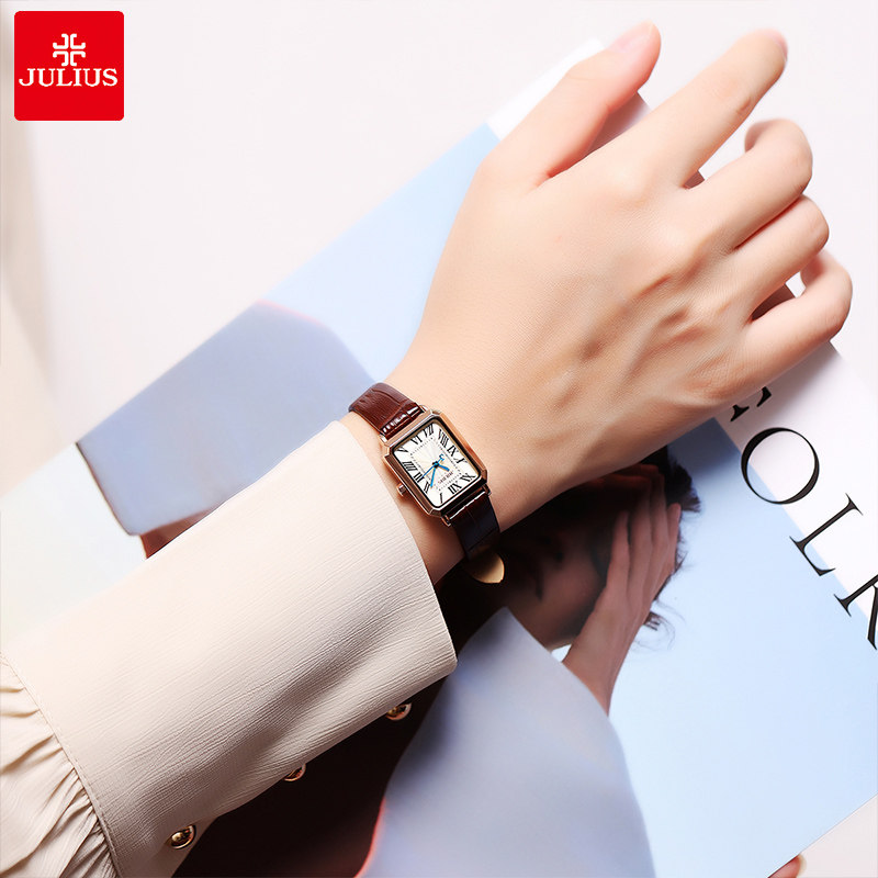 聚利时复古气质女士小众轻奢小方表 julius聚利时盈硕日韩腕表