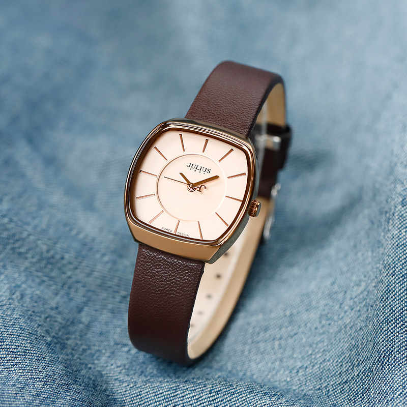 聚利时女式简约气质复古学生小方表 julius聚利时盈硕日韩腕表