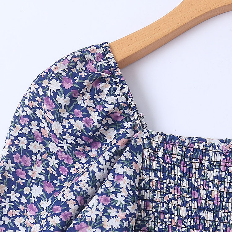 印花裙夏新款外贸女装减龄套头高腰修身褶皱泡泡短袖连衣裙12960,淘宝优惠券,粉丝福利购,淘宝优惠卷