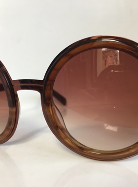 Clare PUMP红棕色圆框太阳镜棕色树脂内包边复古墨镜男女通用