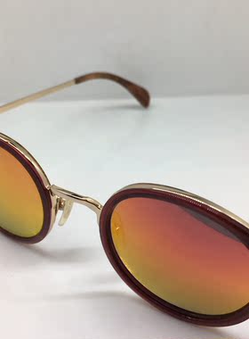 E8458S EJE Optico Sistema金色复古框圆太阳镜红色包边墨镜