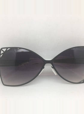 无螺丝款超薄白色合金个性非对称设计猫眼太阳镜墨镜女