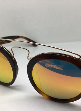 E8466S EJE Optico Sistema手工板材棕红色圆框复古太阳镜墨镜