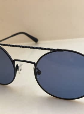 SENSAYA 蓝色金属框架太阳镜复古墨镜