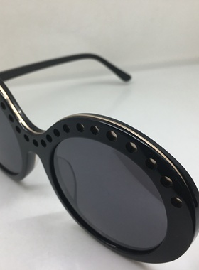vintage手工黑色板材大框圆形太阳镜墨镜