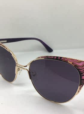 金色合金紫色镜腿猫眼太阳镜墨镜女