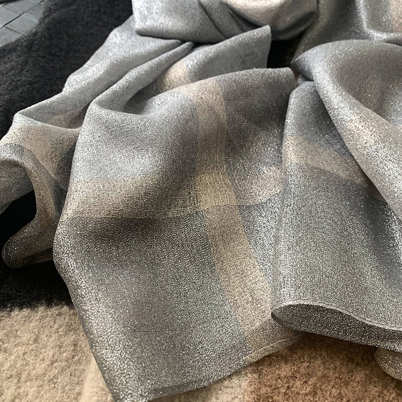 新款丝巾女秋季百搭纯色菱形格真丝金线纱巾妈妈旗袍披肩围巾春秋,淘宝优惠券,粉丝福利购,淘宝优惠卷