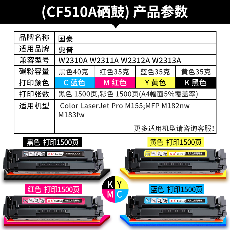 【带芯片】适用惠普206A硒鼓 M255dw/MFP M282nw/M283cdw/M283fdw打印机粉盒M155 M182nw M183fw墨盒 - 图1