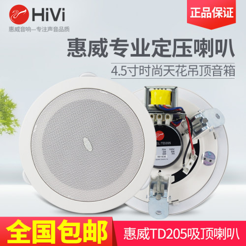 Hivi/惠威TD206吸顶喇叭 TD205天花音箱吊顶音响公共广播功放套装 - 图2