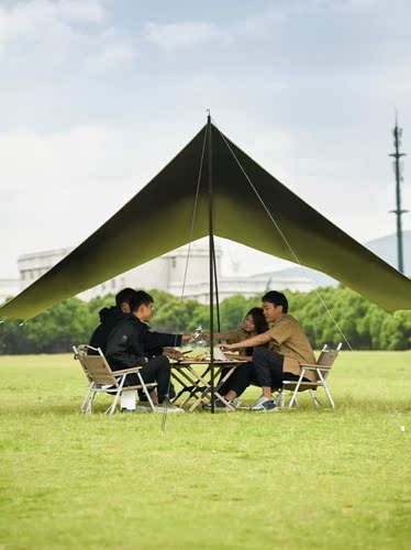 牧高笛黑胶天幕露营户外防雨遮阳防紫外线大尺寸八角俊庭牛津530