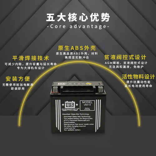 雷卡迪RX3 RX7雷克V300 650赛科龙RT3睿途摩托车电瓶蓄电池GT12-4 - 图1