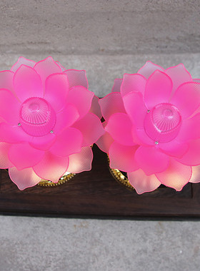 包邮LED七彩莲花灯佛前观音供灯荷花灯电池插电两用灯塑料长明灯