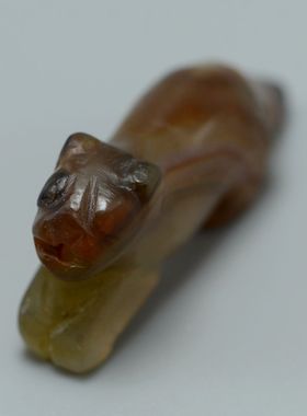 千年缠丝玛瑙坠子小动物古珠猫咪型挂件古董潮流饰品玉石佩饰开门