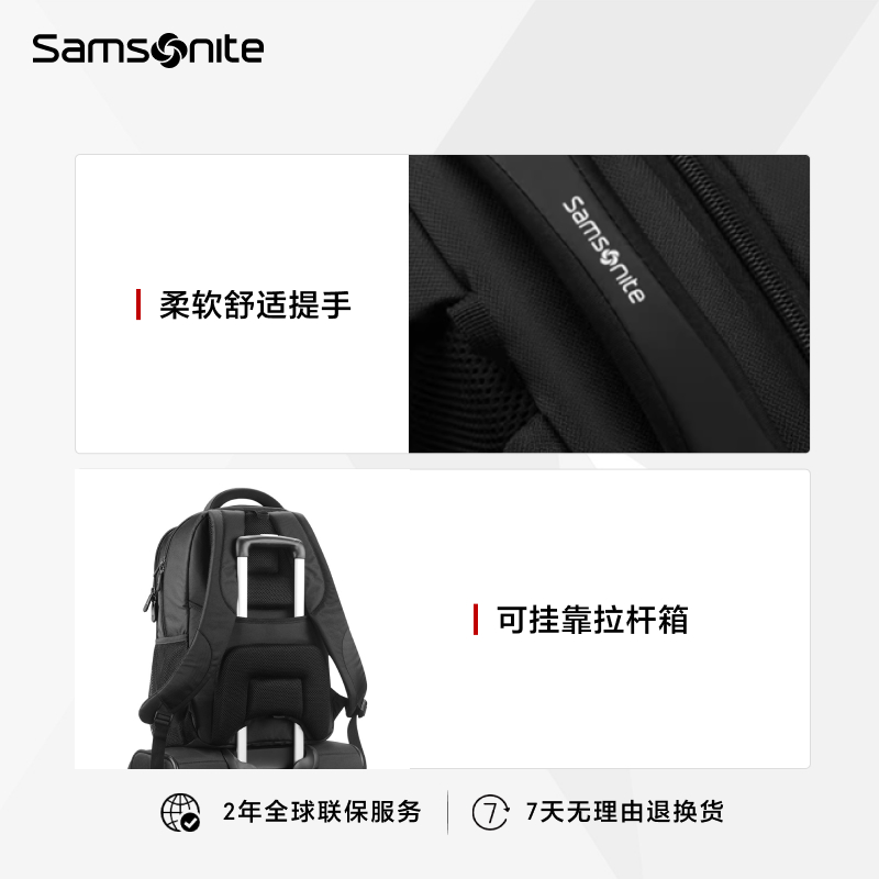 Samsonite新秀丽男士双肩包商务通勤大容量多功能背包电脑包36B10-图3