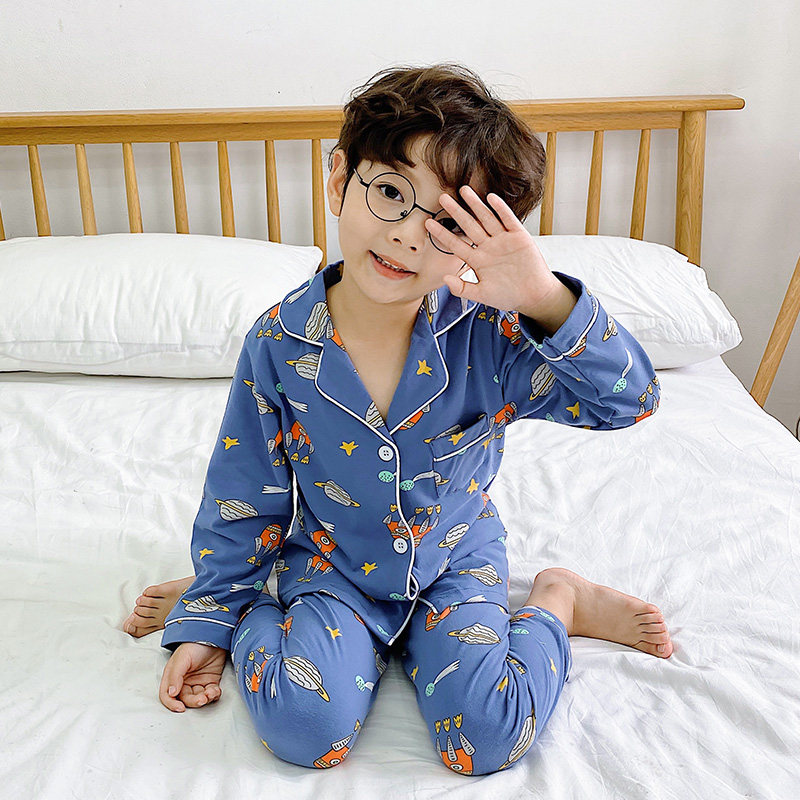 北极绒春秋男童纯棉恐龙长袖睡衣 北极绒臻领家居服套装