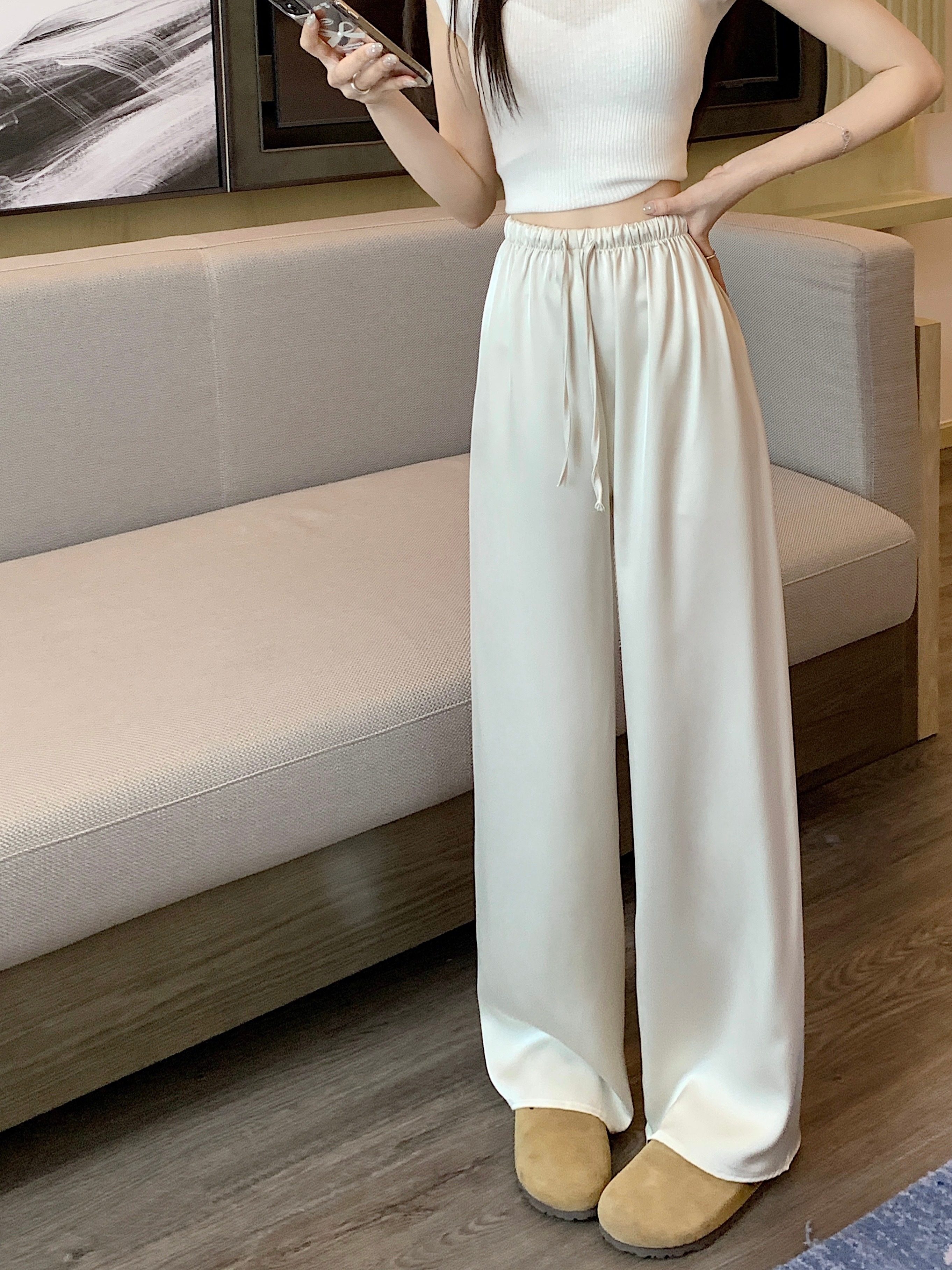 夏新款大码女装胖mm韩版高腰直筒长裤薄款显瘦遮肉百搭休闲阔腿裤,淘宝优惠券,粉丝福利购,淘宝优惠卷