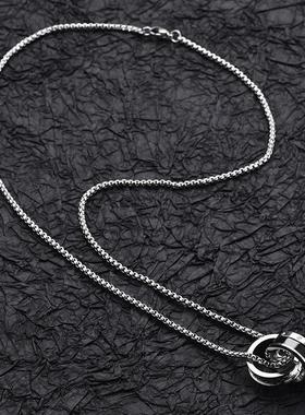 欧美潮男专属钛钢双环项链嘻哈风