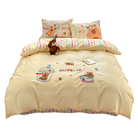 Cotton skin-friendly cartoon towel embroidery three/four piece set