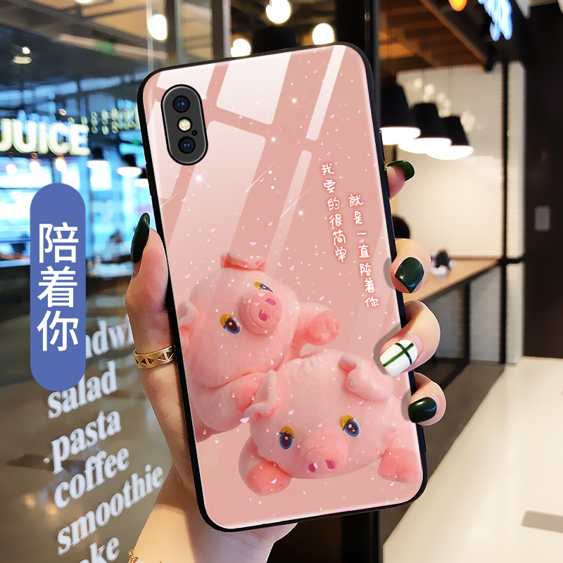 适用于iPhone Xs Max手机壳苹果x保护硅胶套果XR玻璃iPhonex镜头全包XMax防摔可爱猪mxa硬软壳女ip男个性创意 - 图1