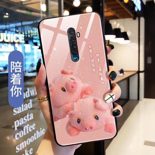 适用opporeno2手机壳玻璃oppo保护Reno2z硅胶套PCKM00全包边防摔可爱猪PCKM80外reon2硬软壳opopreno女0pp0男-图1