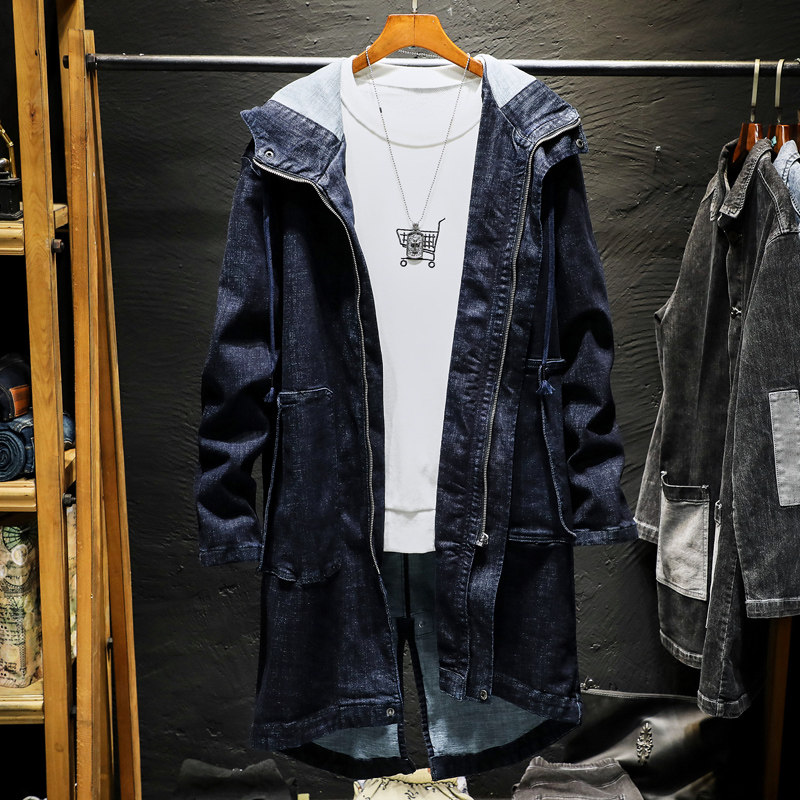 春秋款牛仔男士中长款披风男大衣 摩帝尼克风衣