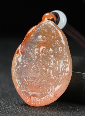 【原矿】天然四保山凉山南红玛瑙吊坠柿子红财神挂件挂坠原石199