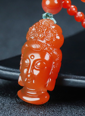 【原矿】正品天然四川凉山南红玛瑙柿子红吊坠观音挂件原石矿35号