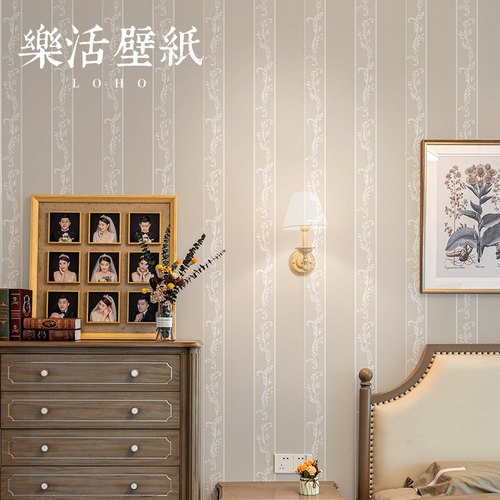 原装进口欧式竖条纹墙纸奢华复古美式藤花壁纸卧室客厅背景高级感 - 图1