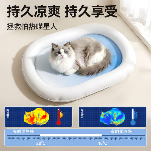 宠物冰垫猫咪冰窝狗狗睡垫凉席垫子猫窝冰床夏季睡觉降温狗窝垫子 - 图2