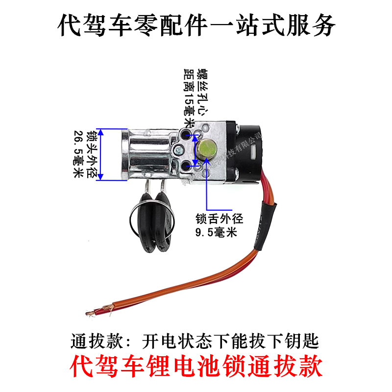 代驾车电池盒锁锂电车电池锁开电可拔钥匙款折叠车尾架电池防盗锁 - 图0