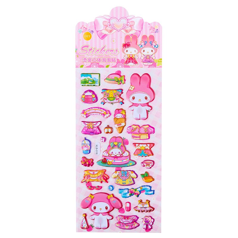 卡通3D立体烫金泡泡贴纸儿童DIY装饰素材贴涂鸦贴纸杯贴手账贴纸 - 图3