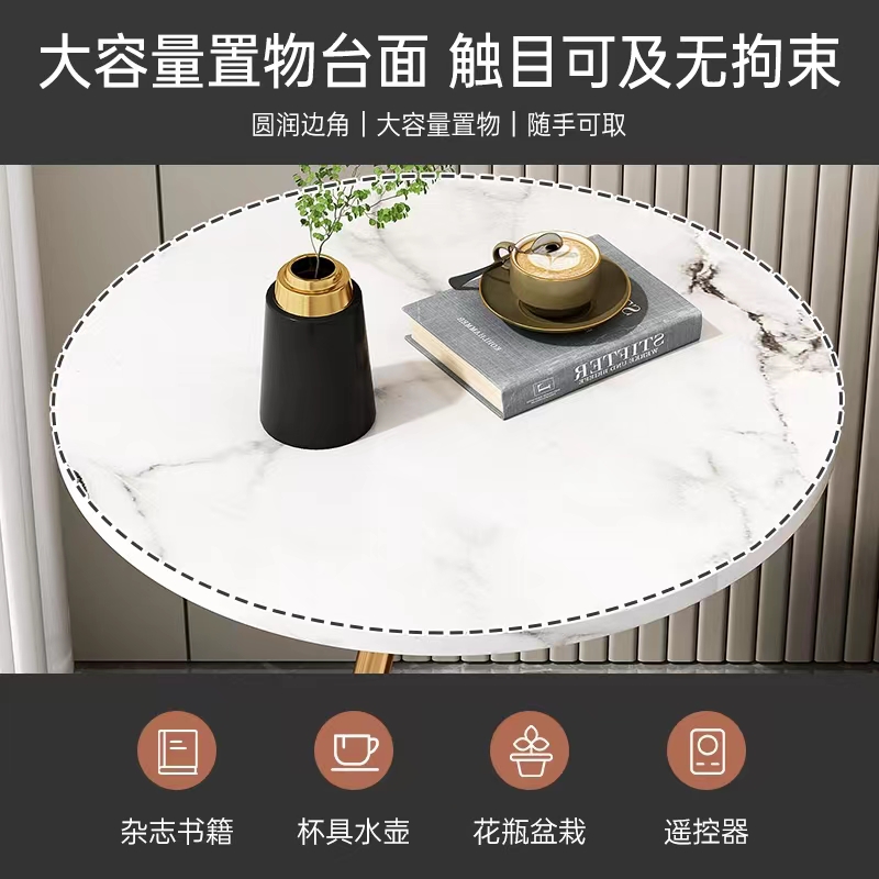 边几轻奢小圆桌欧式小茶几现代创意北欧双层茶几沙发边几客厅边几 - 图2