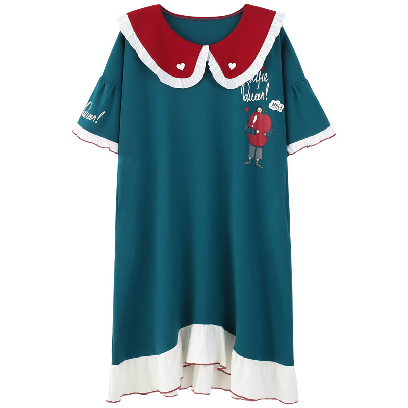 100%棉睡裙女夏纯棉短袖宽松女睡衣 金莎拉内衣睡裙