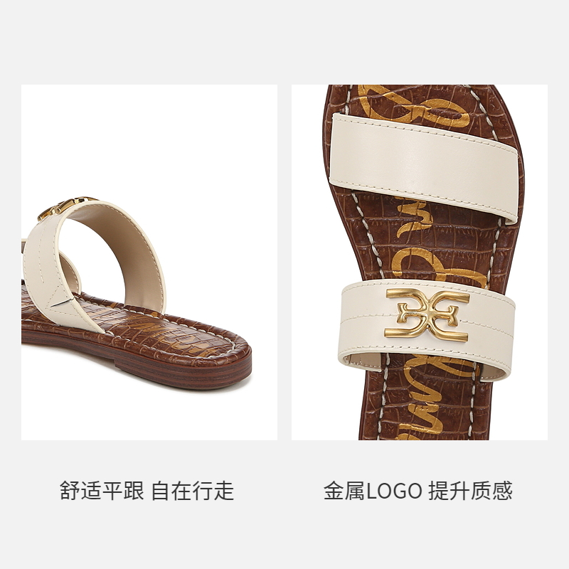 SAM EDELMAN2024夏季新款时尚一字带牛皮拖鞋外穿凉拖鞋女GILLES - 图2