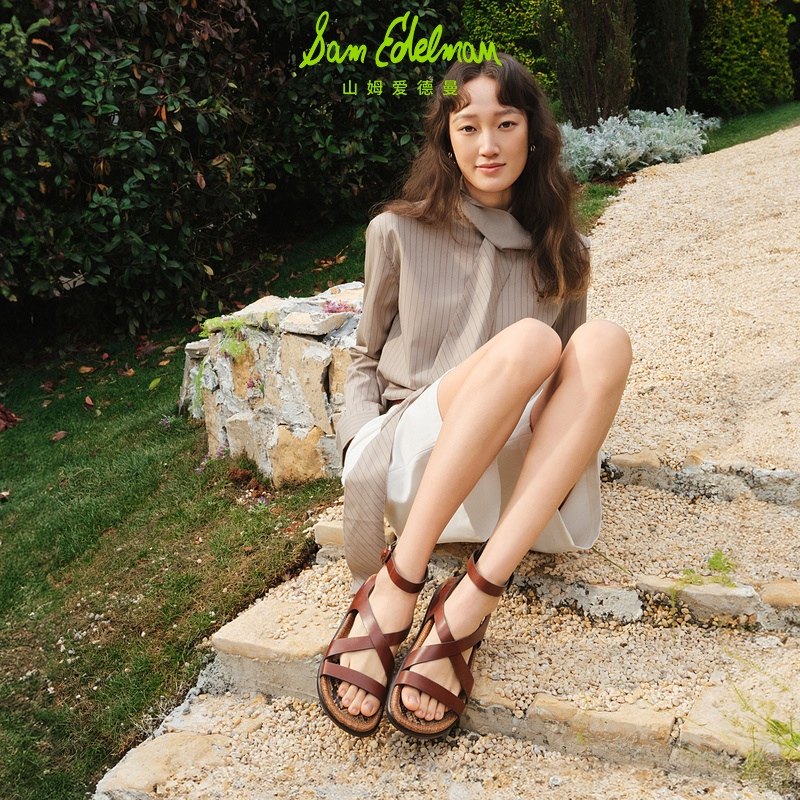 SAM EDELMAN山姆爱德曼夏平底交叉一字带镂空罗马凉鞋DELIA,淘宝优惠券,粉丝福利购,淘宝优惠卷