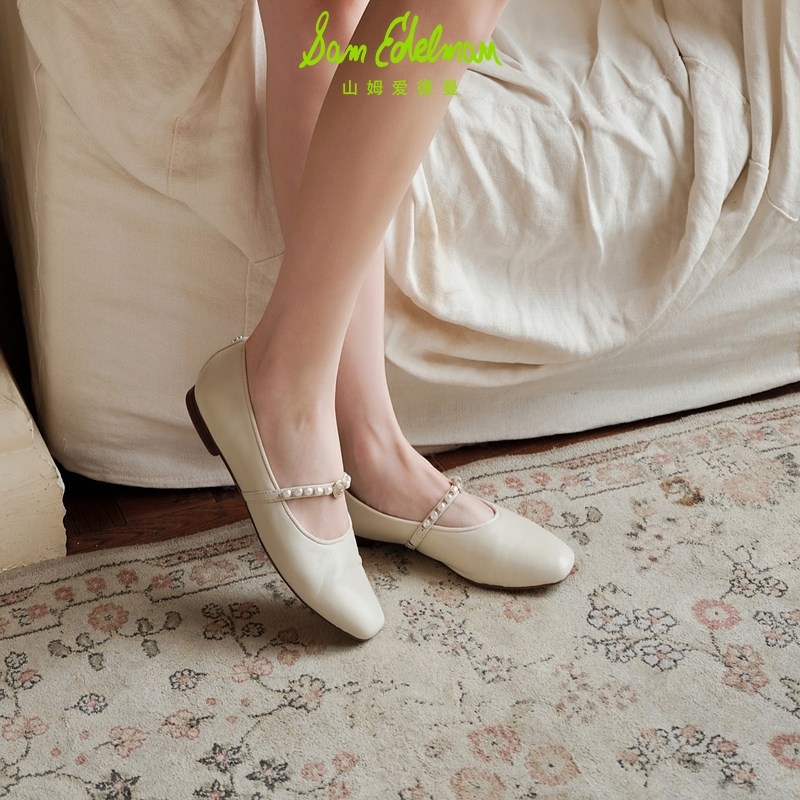 SAM EDELMAN山姆爱德曼春法式黑白珍珠玛丽珍软皮平底单鞋MIRIAM,淘宝优惠券,粉丝福利购,淘宝优惠卷